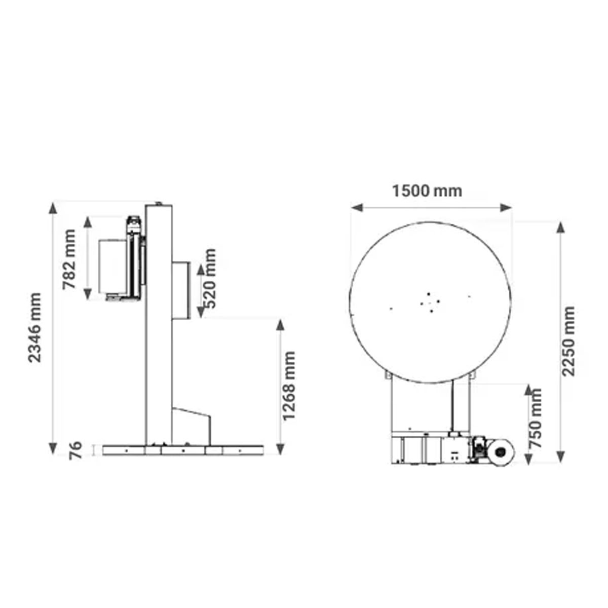 dimensions cercleuse industrielle EXS-303