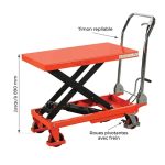 Table de manutention manuelle 500 kg avec timon repliable