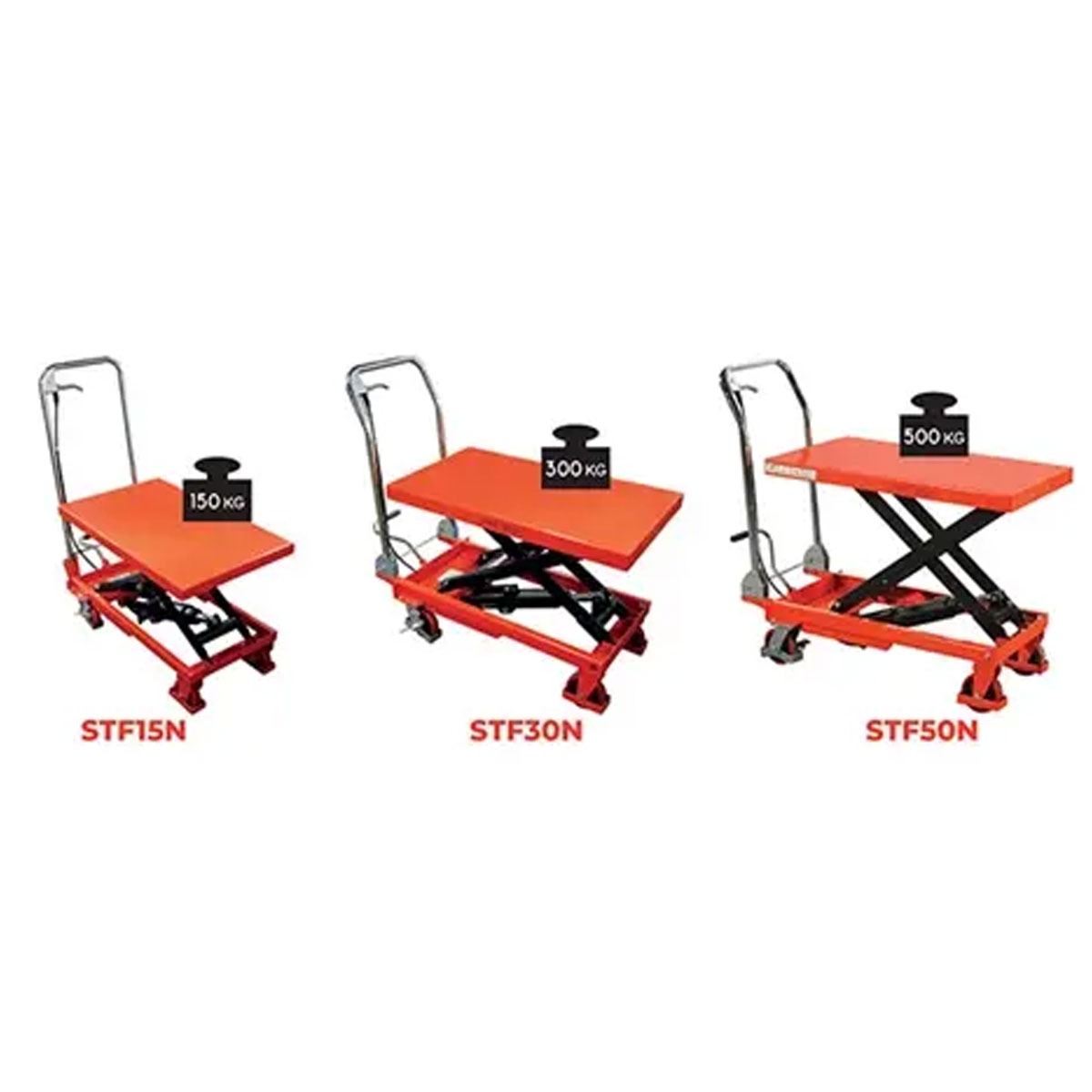 Gamme de tables de manutention manuelles STF 150 kg 300 kg 500 kg