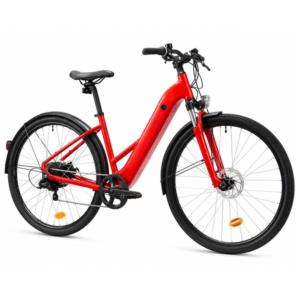 Vélo électrique LOFT 100 rouge en vue trois-quarts