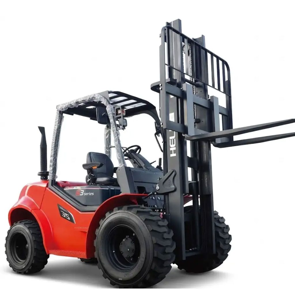 Mât frontal avec fourches relevées du Chariot élévateur diesel 4WD 3.5T