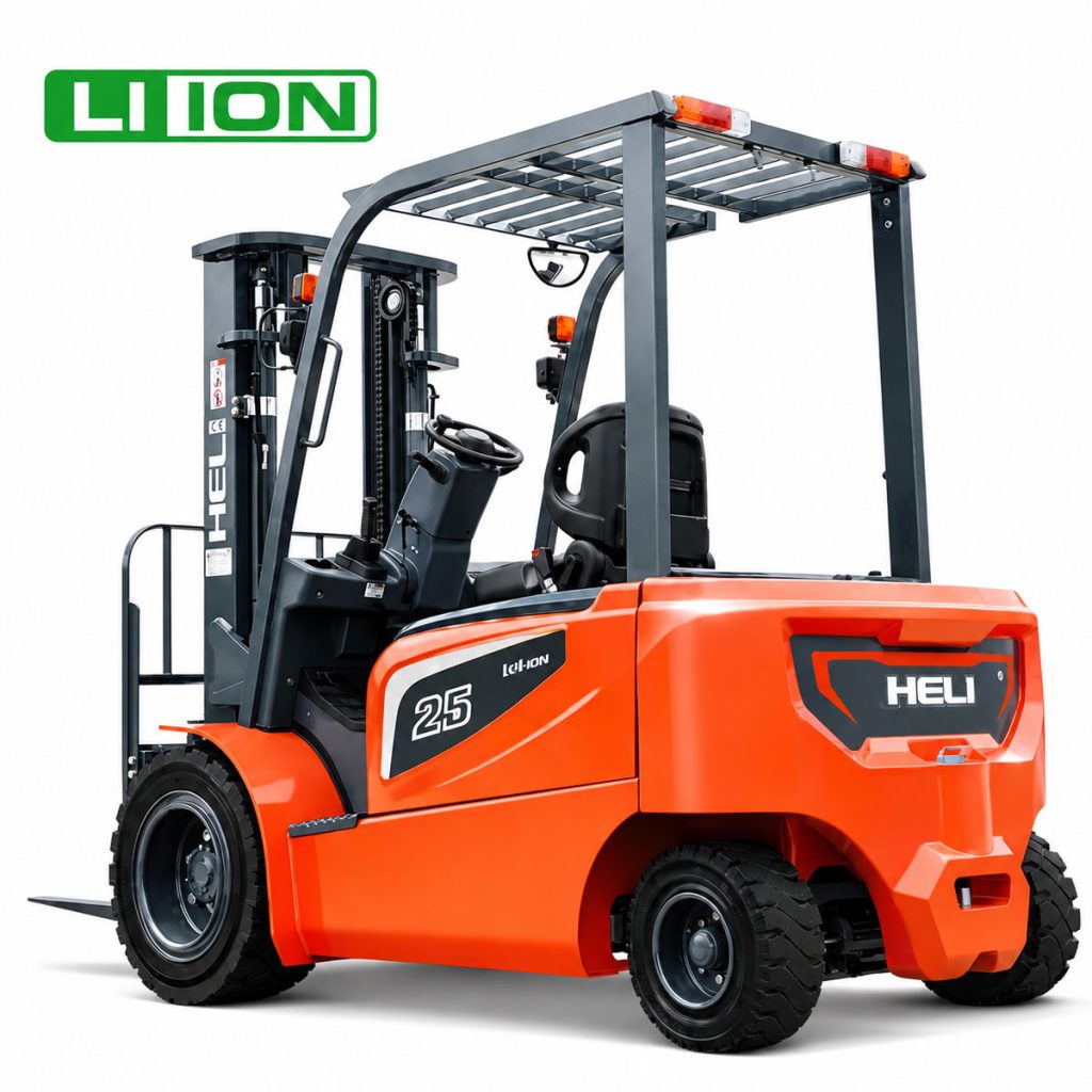 Chariot élévateur lithium HELI H4 CPD25 vue arrière avec logo Li-ion
